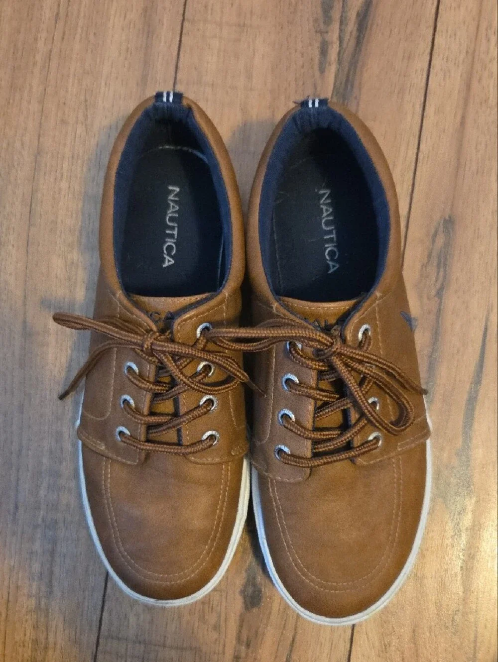 Nautica Boys Berrian Lace-Up Sneakers - Tan/Brown - Size 4